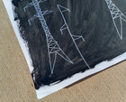 Original 14 by 17-inch Abstract Mixed Media Painting Transmission Towers — photo 2
