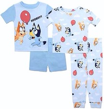 New BLUEY  BINGO 4 pc Pajamas Set Boy 2T 3T 4T Spring Top Shirt Tee Short Pants