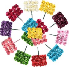 132 Pcs Mini Artificial Rose Paper Flowers for DIY Crafts and Bouquets