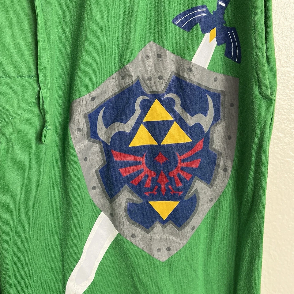 The Legend of Zelda Lounge Pants Green Size M Nintendo Hylian Shield Sword - Image 4 of 4