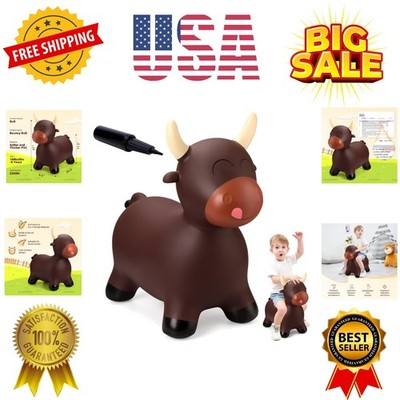 Bouncy Bull Hopping Toys, Brown Bouncy Horse Animal Hopper Ride-On, Inflatabl...