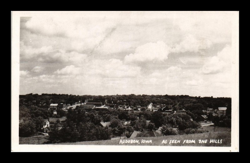 RPPC AUDUBON IOWA FROM THE HILLS ORIGINAL POSTCARD