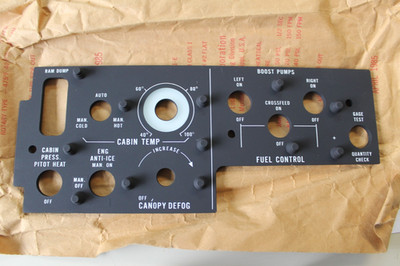COCKPIT LIGHT EDGE PANEL FOR NORTHROP T-38A,   P/N 3-60343-9  FOR SIMULATOR