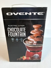 New Ovente Mini Electric 3-Tier Chocolate Fondue Fountain Red Stainless Steel