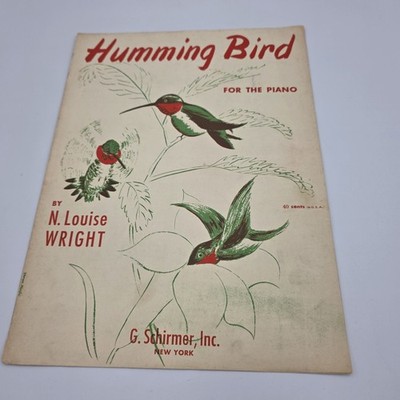 Humming Bird: For The Piano By N. Louise Wright Sheet Music Vintage