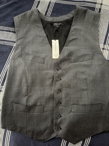 Banana Republic Men's Gray Solid Formal Vest Size 44 Regular Button Front