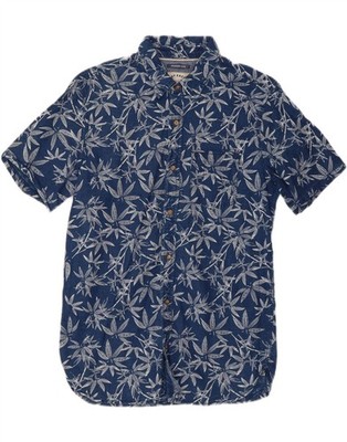 FAT FACE Herren Indigo Kurzarm Hemd Small Navy Blau Blumen Baumwolle DW13