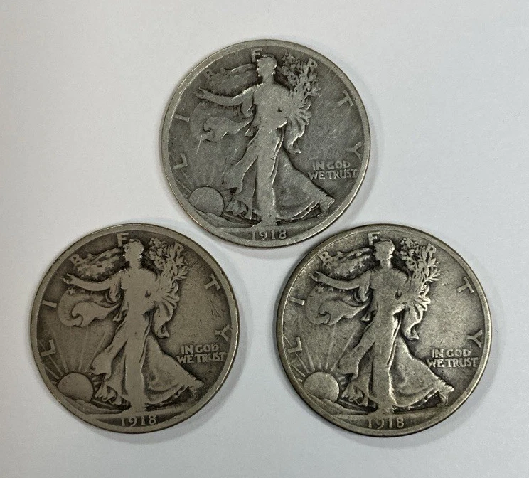 稀少年号)アメリカ ウォーキング リバティ 50セント銀貨 1918 S 1918年