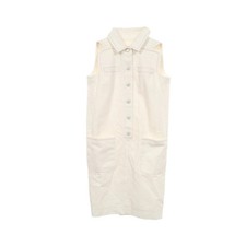 CHANEL Coco Mark Button Dress Cotton White Chanel From Japan USED Good