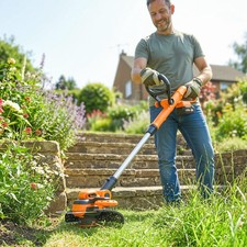 Cordless Strimmer with 2 x 4.0Ah Lithium Batteries & Charger, Adjustable Pole