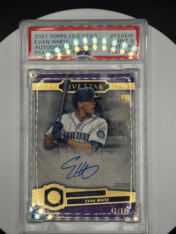 2021 Topps Five Star - Autograph Evan White #FSA-EW Purple/50 PSA9 - AUTO PSA10 - Image 3 of 3