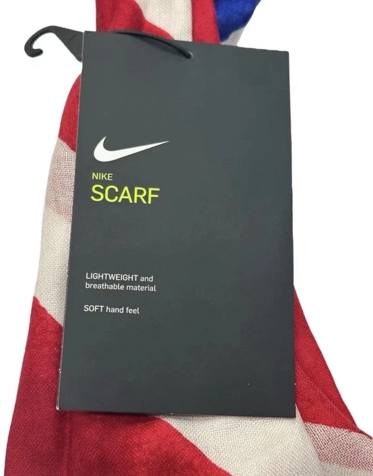 Nuevo Bufanda Nike Etiquetas Blancas Bufanda Victoria EE. UU. Adulto 100% Lana Rojo/Blanco/Azul Foto 3 de 4