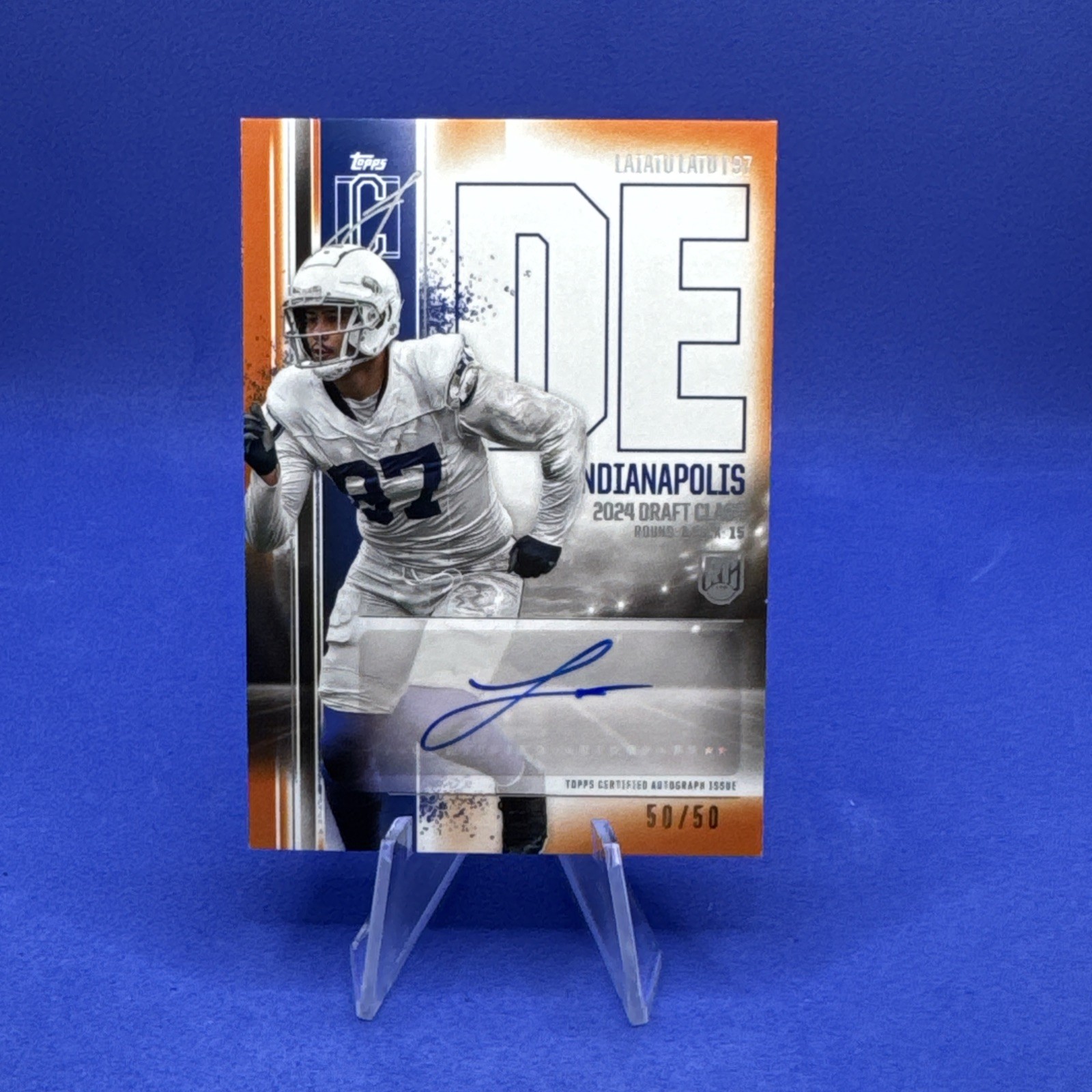 Laiatu Latu Topps Signature Class Rookie Class Autograph Variation #RCALL Orange