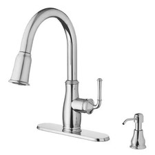 Glacier Bay Kagan Pull Down Kitchen Faucet Chrome 15in Sprayer 360  Swivel
