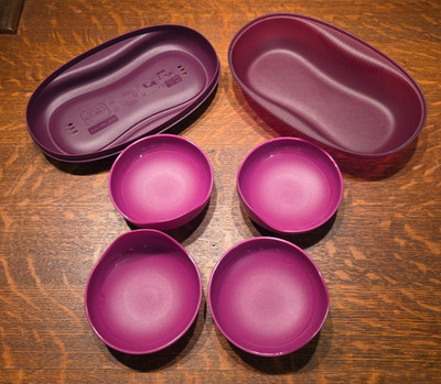 6 Pc Purple Tupperware Microwave Breakfast Poached Egg Omelet Maker