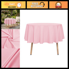 Round Pink Tablecloth 70 Inch for 20-58 Inch Tables, Waterproof Stain-Resistan