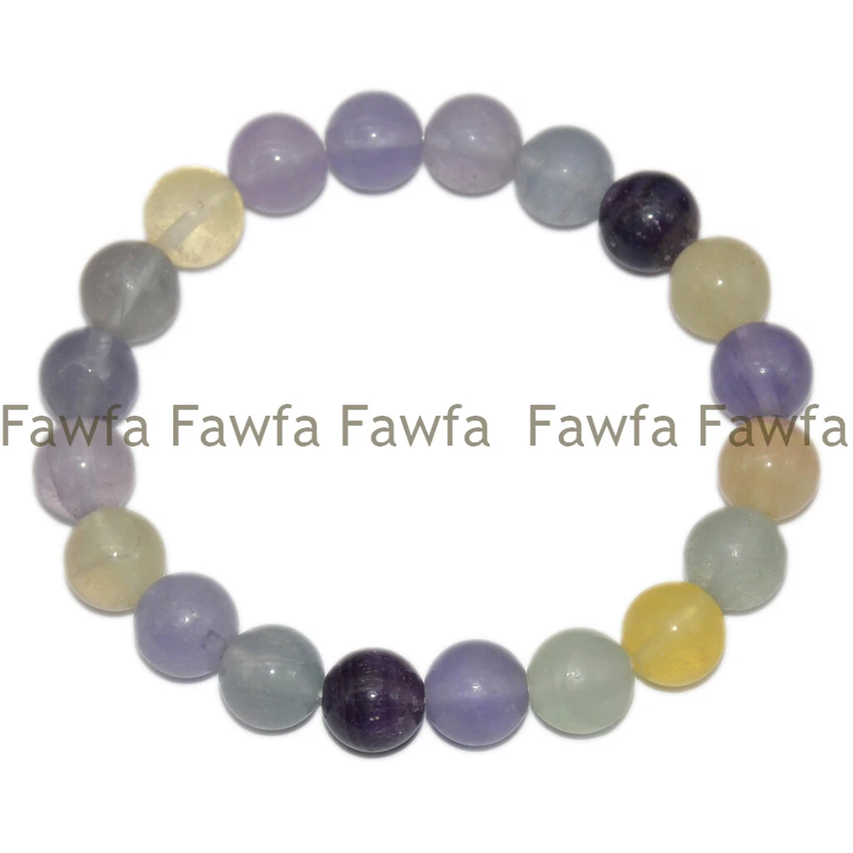 Brazalete Collar Natural 9/10/11mm Amarillo Multicolor Fluorita Gemas Redondas Cuentas Foto 3 de 4