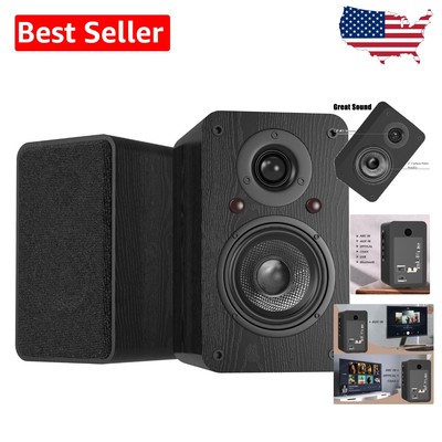 Profound Bass & Clarity: Active Bookshelf Speakers with Bluetooth & HDMI - Black