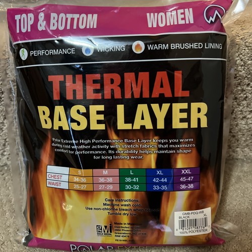 Polar Extreme Thermal Base Layer Top/Bottom Set Women Size XL Black - Picture 3 of 4