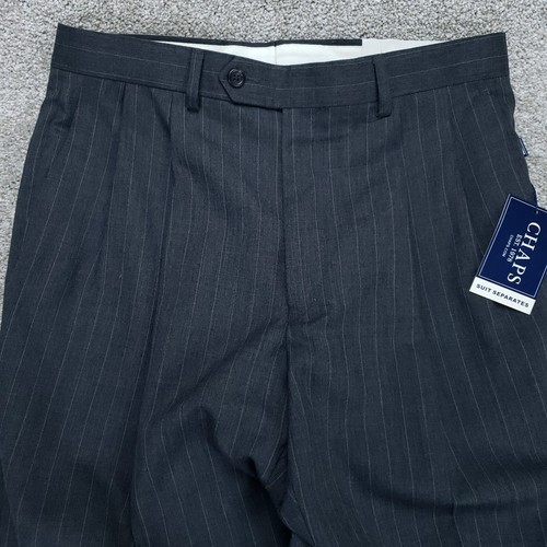 Chaps Suit Mens 42R Gray Pinstripe Wool 2 Piece 32x30 New - Picture 14 of 24