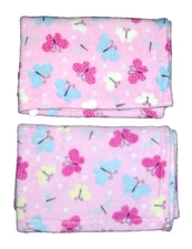 LOT OF 2 Parents Choice Pink Blue Butterfly Plush Baby Blanket Security Lovey