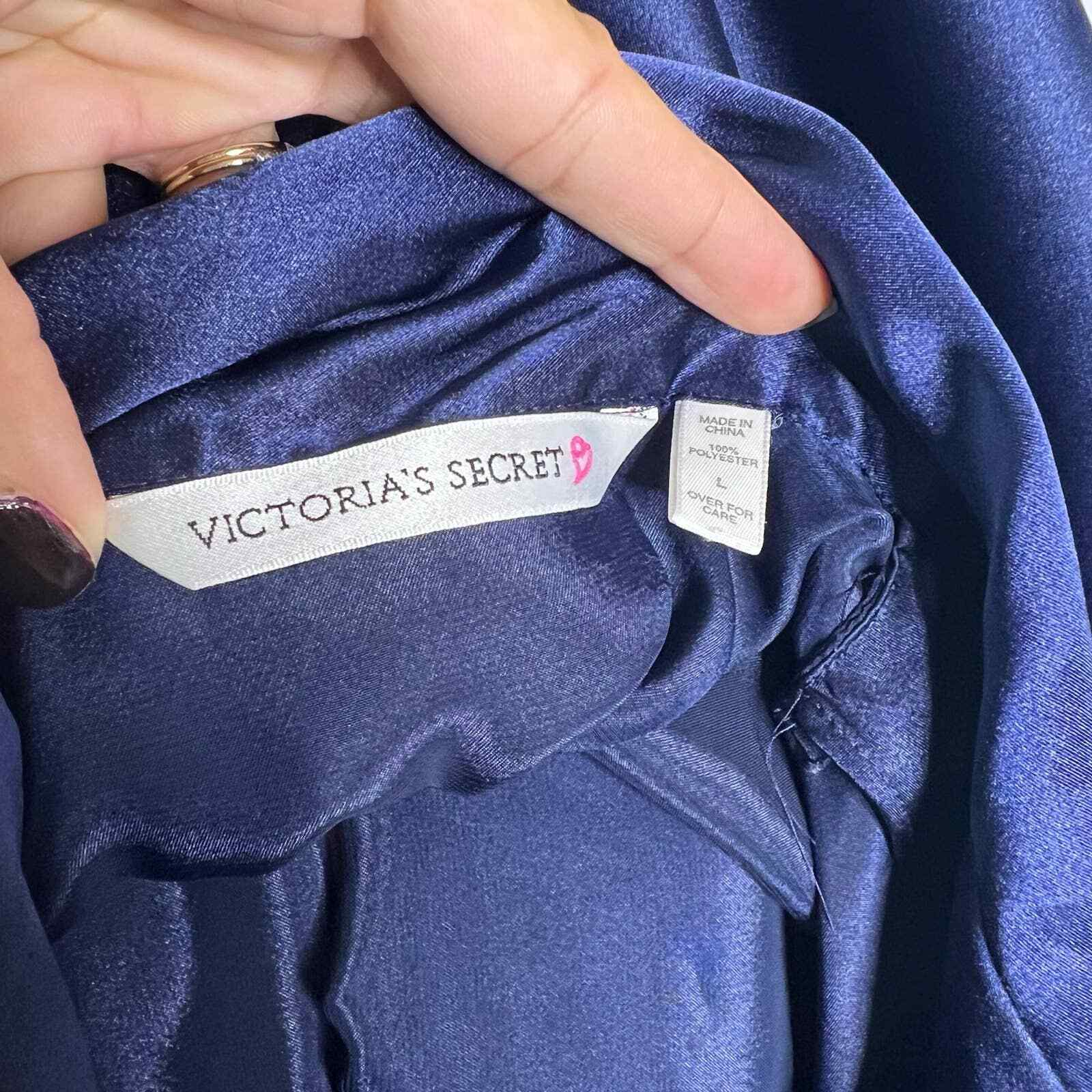 Victoria's Secret Large Night Gown Shirt Navy Blue Bu… Gem