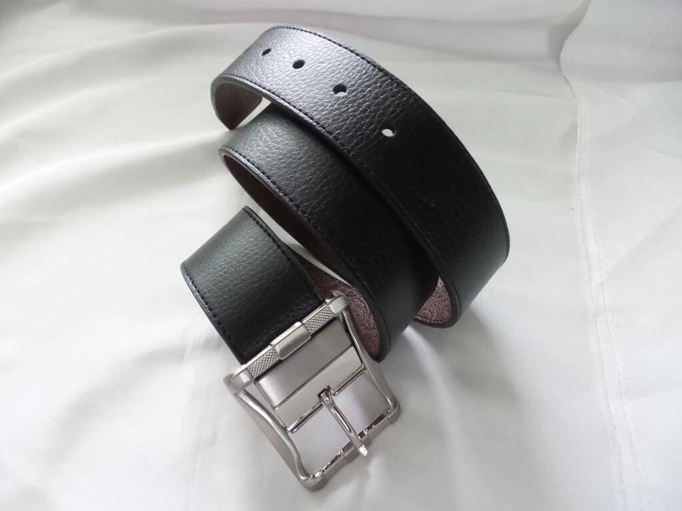 Cinturón de cuero simulado reversible negro/marrón Robert Graham Baker talla 30 NUEVO $78 Foto 2 de 4