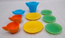 VTG Akro Agate Jadeite Childs Glass Tea Set 9 Piece Lot Pitcher, Tea Cups, Plate