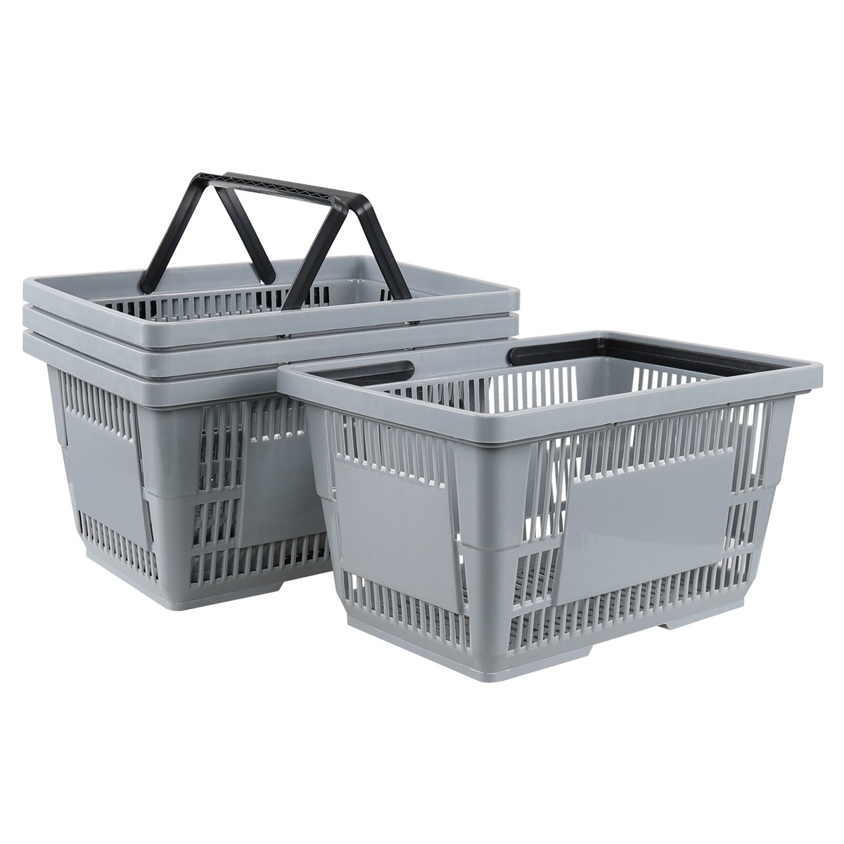 28L Portable Grocery Basket, Plastic Shopping Baskets with Handles