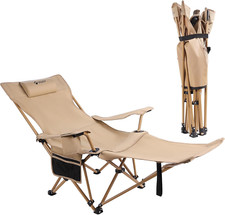Adjustable Reclining Camping Chair with Footrest  Storage Bag - 330 LBS Capacit