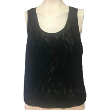 Love Culture Top Size S Black Sheer Lace Front Back Pleat Sleeveless Womens