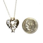 925 sterling silver love birds 10k  diamond Heart pendant chain necklace 4.1g 18 — photo 3
