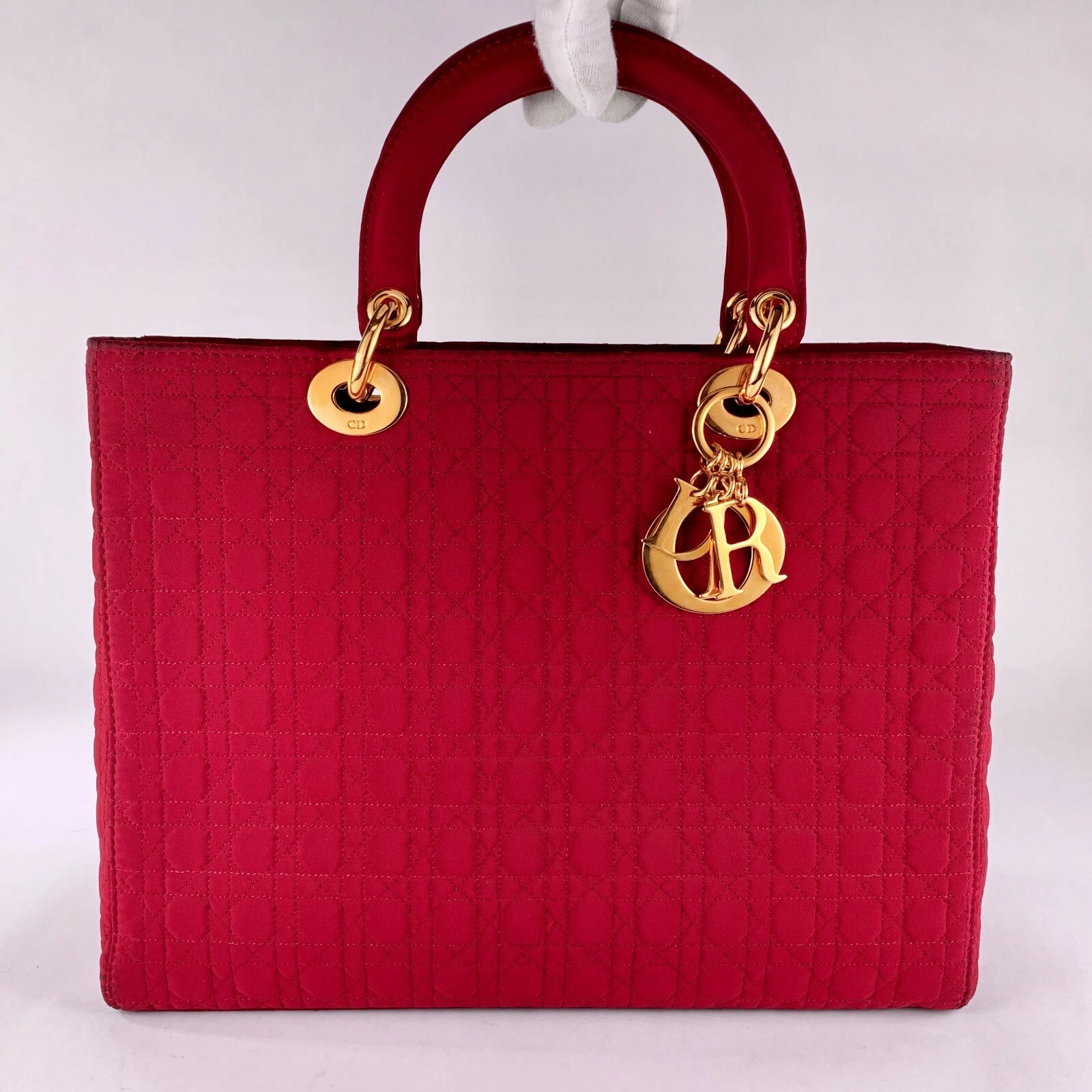 Sac à main Dior Microfibre Cannage Bourgogne Dame Dior (authentifié Entrupy) 