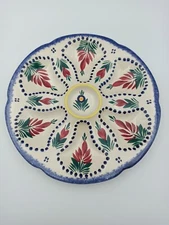 ANTIQUE MAJOLICA OYSTER PLATE FRENCH HB QUIMPER