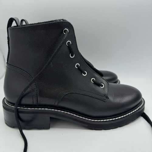 Rag & Bone Cannon Combat Zipper Boots in Black Leather Size 7 US 37 EU NEW - Picture 3 of 12