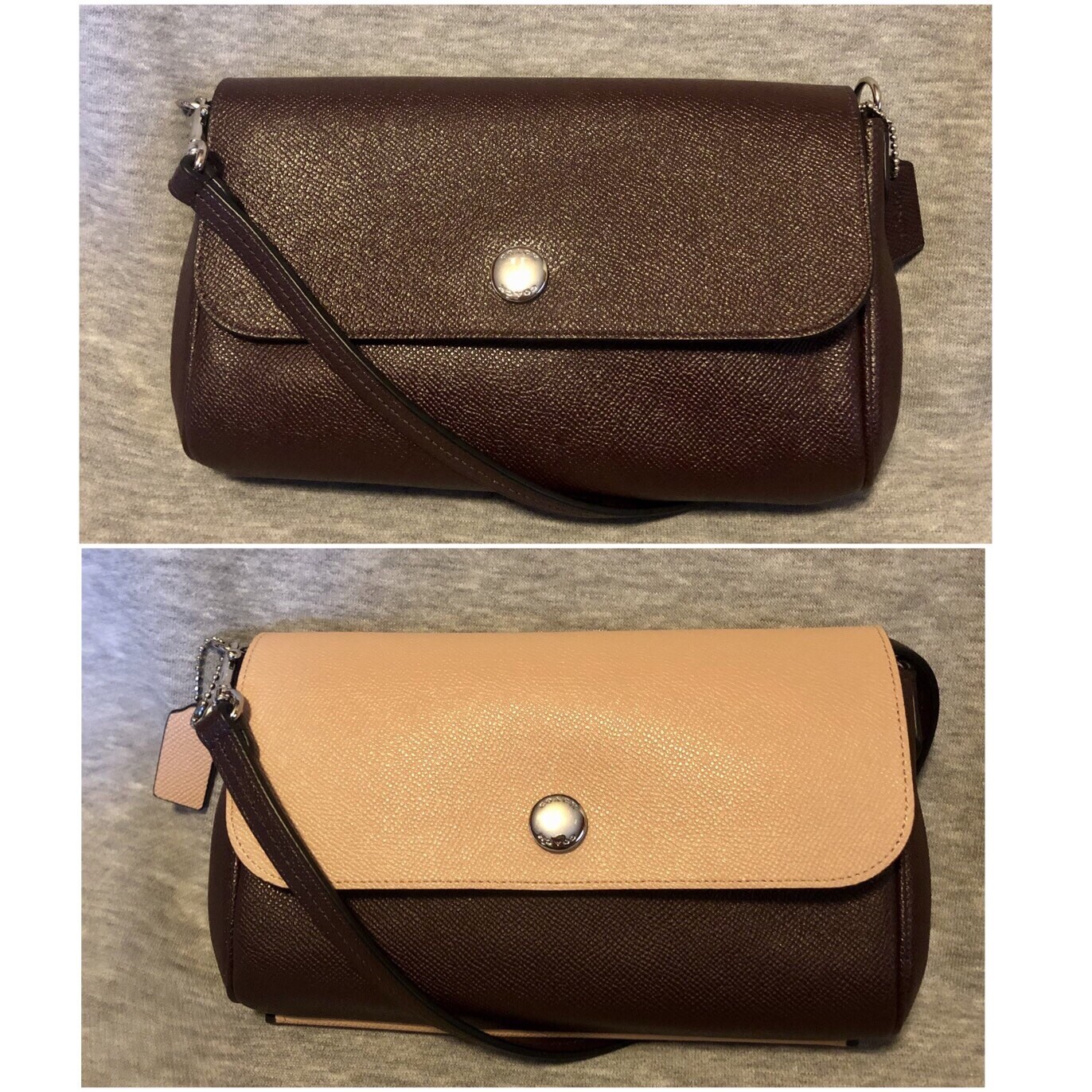 Coach Crossgrain Reversible Ruby Crossbody in Oxblood/Nude Pink F12106