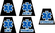 Reflective Black EMS EMT PARAMEDIC AEMT Interm Tetrahedron Helmet Decal You Pick