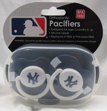 MLB New York Yankees Pacifier set of 2 Striped w/Case by baby fanatic