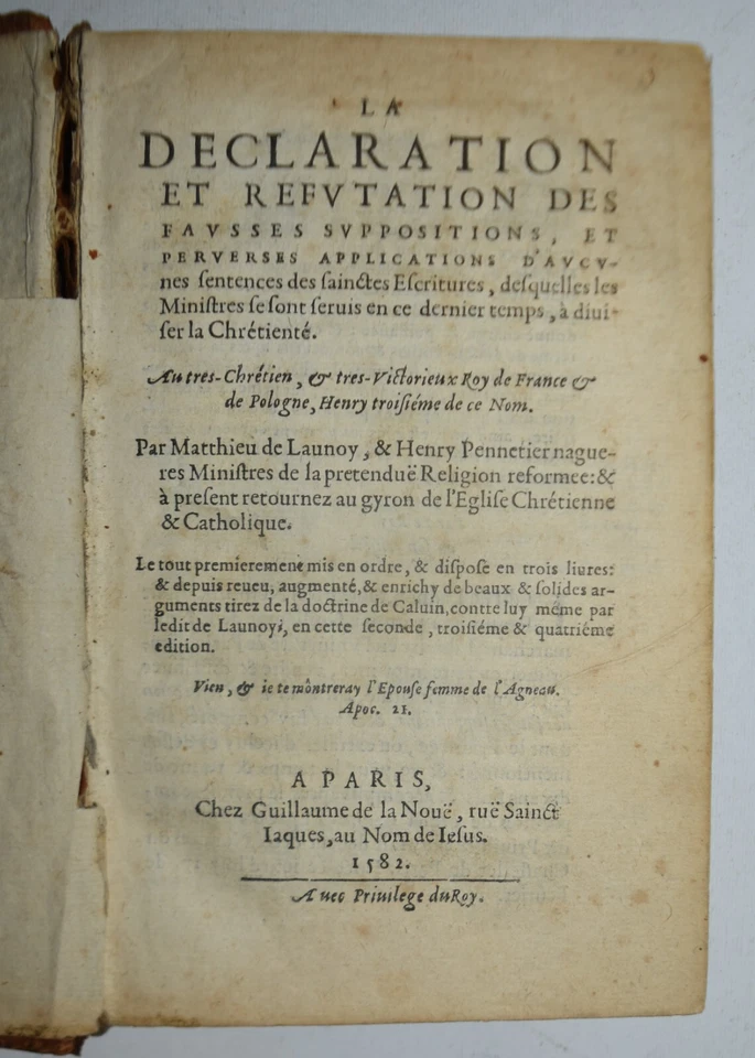 LA DECLARATION – ediz.1582 – Launoy – DOTTRINE ERETICHE – RARISSIMO – legatura - Immagine 3 di 4
