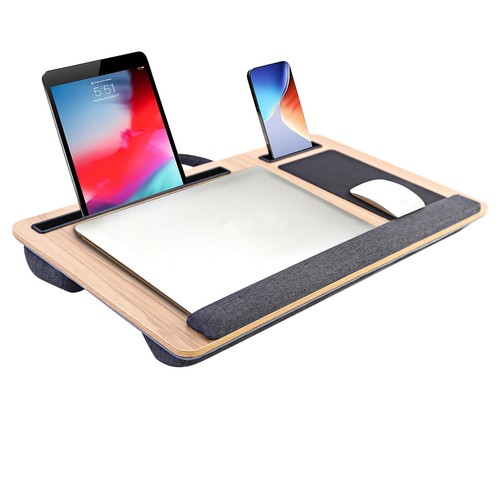 Lap Desk Laptop Bed Table Function for Home Office Students Use w/Pillow Cushion - Picture 2 of 13