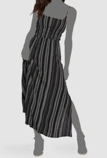 $150 1.State Women's Black Sleeveless Square Neck Striped Maxi Dress Size Medium