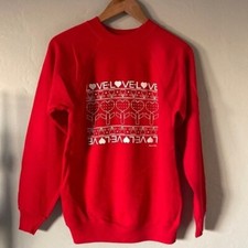 Vintage 80  s Red LOVE Hearts Sweatshirt