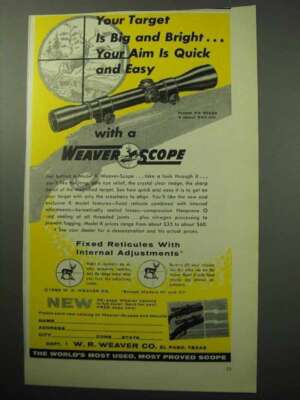 1958 Weaver Model K4 Scope Ad - Target is Big Bright