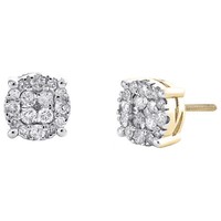 10K Gelbgold Original Diamant Unisex 8.5Mm 4 Zacken Kreis Ohrstecker 3/4 Karat