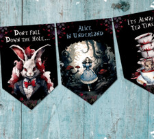 Gothic Alice in Underland Bunting & Ribbon Halloween Party Decoration