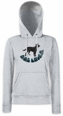 DOG LOVER Damen Hoodie Kapuzenpullover Dogs Love Pet Tierschutz Animal Welfare