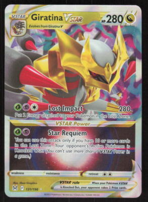 pokemon tcg lost origin 131 196 giratina vstar card Pokmon TCG Giratina VSTAR 131/196 - Sword & Shield Lost Origin Holo Ultra  Rare