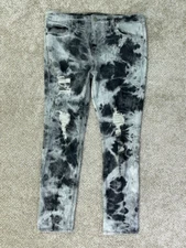 Fire and Rain Jeans Mens 34x30 Black Gray Denim Stretch Distressed Skinny