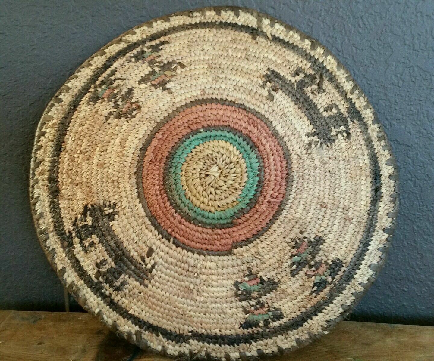 Beautiful Antique 13in African Intricate Woven Basket 
