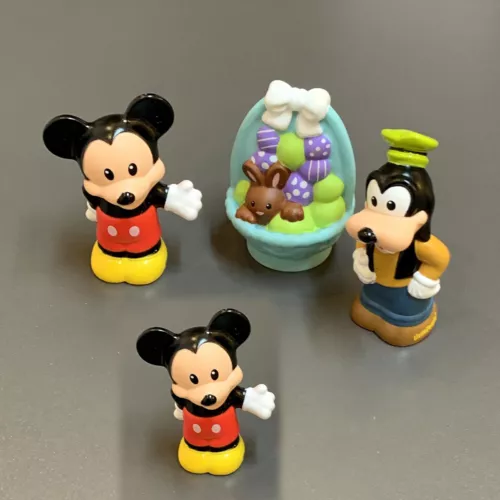 4X Fisher Price Little People Disney Mickey Mouse Goofy huevo de Pascua cesta juguetes - Imagen 1 de 7